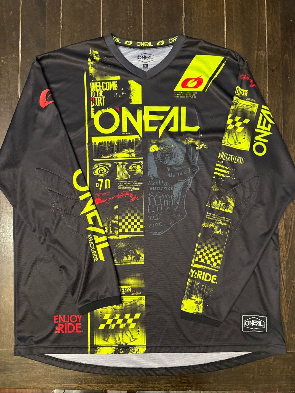 O'NEAL Men’s Black & Neon Yellow Long Sleeve MTB Jersey 2XL Sick Graphics
